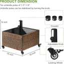 BAYN Heavy-Duty Metal Umbrella Base Stand with Wheels, 150lb Capacity Portable Fillable Planter for Patio, Outdoor, Garden, Poolside, Yard & Lawn