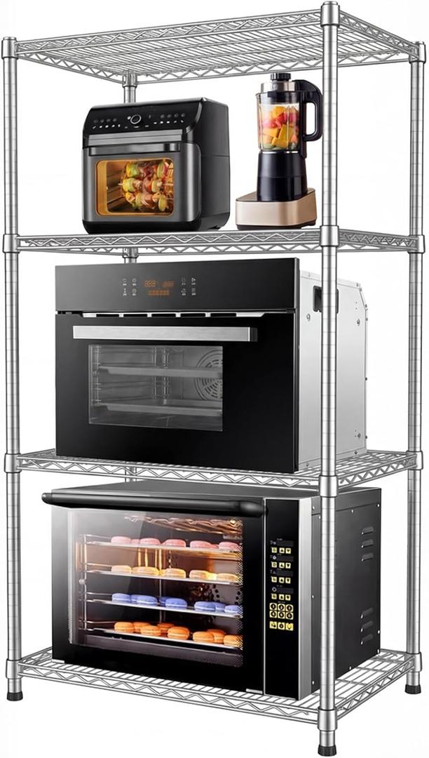 24"Depth Metal Wire Shelving Unit Metal Shelf Adjustable Storage Rack Kitchen Storage shelves 4 Tier Commercial Heavy-Duty 2200 LBS Sturdy Standing Steel for Home Garage Pantry 24"Dx 30"Wx59"H