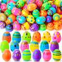 JOYIN 200 Pcs Plastic Printed Bright Easter Eggs 2.3" Tall for Easter Hunt, Basket Stuffers Fillers, Classroom Prize Supplies, Filling Treats and Party Favor