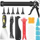 Sausage Caulk Gun with Caulk Remover Tool, 20oz Foil Pack and 10oz Cartridge Convertible, 18:1 Thrust Ratio, 5Pcs Tips, for Project Kitchen Bathroom Window