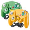 Reiso Reiso Gamecube Controller, 2 Pack NGC Classic Wired Controller for Wii Game cube Console (Orange and Green)