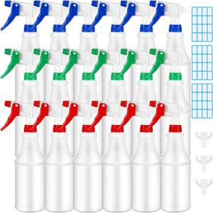 18 Pcs 16 Oz Plastic Spray Bottle Bulk Empty Refillable Spray Bottles for Cleaning Solution Leak Proof Water Sprayer with Adjustable Nozzle Mist/Stream Mode(Red, Blue, Green)
