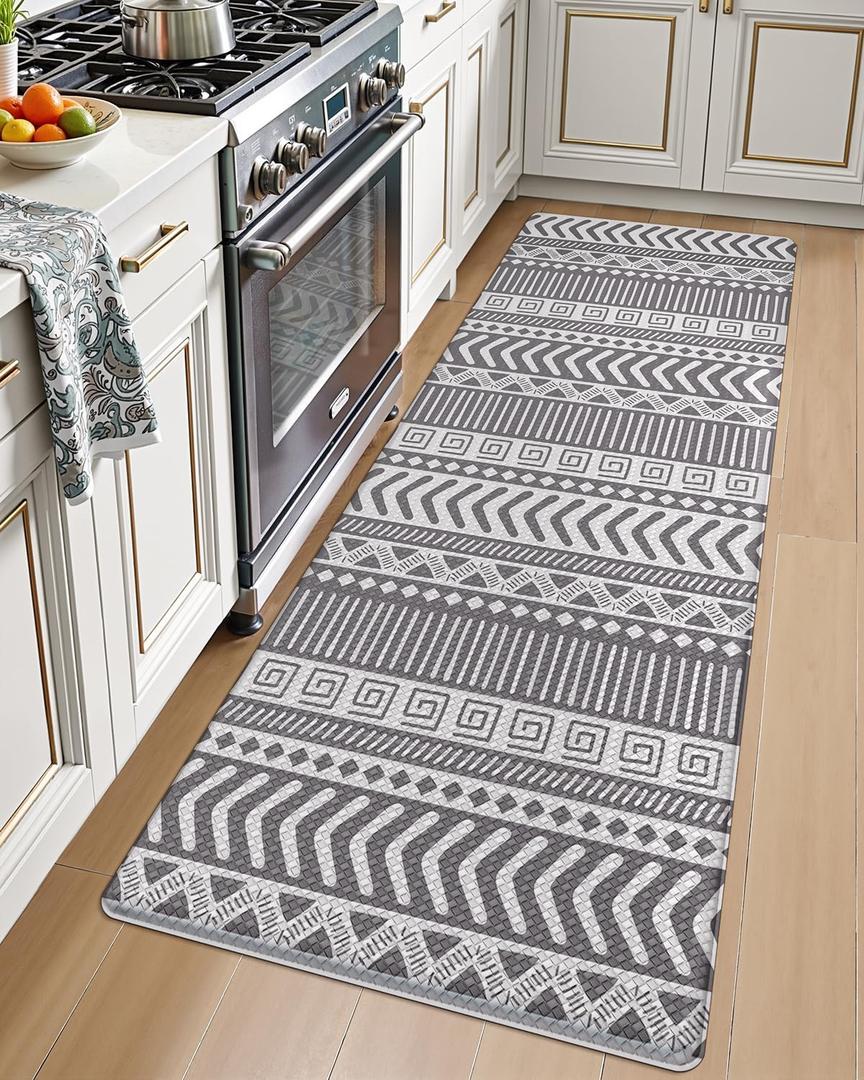 LUMI Anti Fatigue Kitchen Cushioned Mat for Floor, Padded Waterproof Runner for Standing, Stain Resistant Comfort Rugs for Home, Sink, Laundry, 24x59 (Marble Gray)