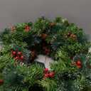 2 Pcs 20 Inch Pre Lit Christmas Wreaths Artificial Christmas Outdoor Wreath Lighted Xmas Front Door Decoration with LED Lights, Pine Cones, Berry Clusters for Holiday Window Decor