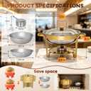 4 Pack 5QT Chafing Dishes for Buffet, Round Stainless Steel Chafing Dish Set, Stainless Steel Food Warmer Ideal for Family Gatherings, Parties, Weddings and Catering Events, Stackable Design (Gold)