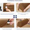 SUBRTEX Stretch Couch Arm Covers Set of 2, Checkered Sofa Arm Slipcovers, Anti-Slip Armrest Covers for Recliner and Armchairs, Pet Proof, High Stretchy, Hook & Loop Tape, Coffee