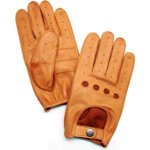 YISEVEN Men's Leather Driving Gloves (Brown)