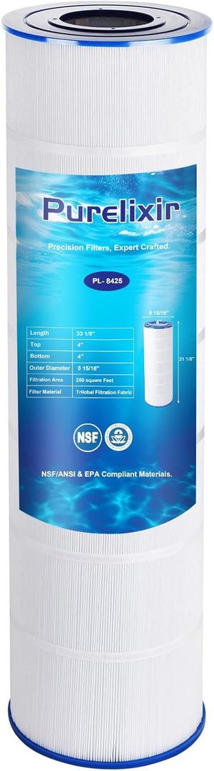 NSF Certified CS250 Pool Filter Compatible with Jandy CS250, Unicel PJANCS250, C-8425, Filbur FC-0824, 17-175-3630, R0462500, 250 Sq. Ft, L x OD: 33 1/8" x 8 15/16", 1-Pack