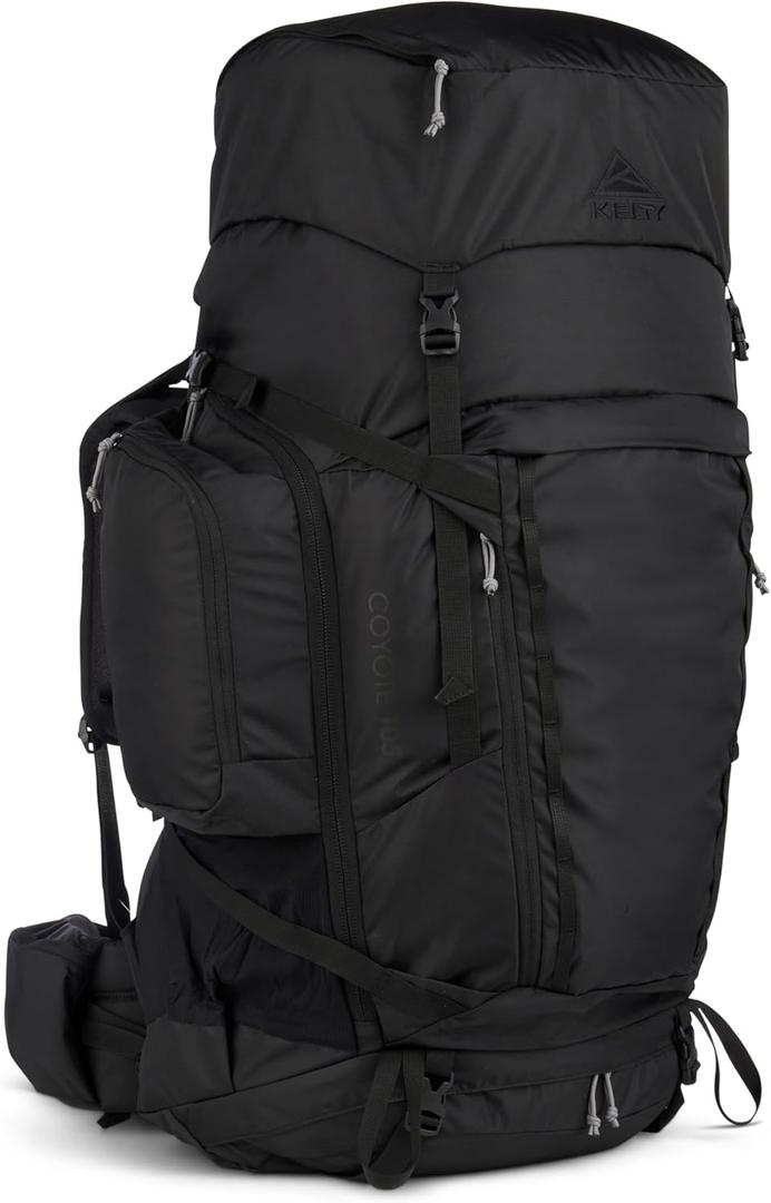 Kelty Coyote 60-105 Liter Internal Frame Backpack - Hiking, Backpacking, Travel, Adjustable Torso (105L / Black)