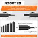 Pangda 6 Heat Shrink Tubing 3: 1 Ratio Marine Grade Adhesive Lined Waterproof Heat Shrink Tubing Black Polyolefin Sleeving Wrap Wire Insulation Tube (1/4 +3/16+3/8+1/2+1+1.5+2inch)