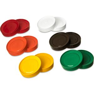 Carlisle FoodService Products Stor N' Pour Bottle Caps Lids with Stacking Ridge for Bar, Kitchen, And Restaurants, Plastic, 3.5 Diameter, Assorted, (Pack of 12)