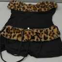2000S Sexy 2 Piece Leopard Club Outfits, Ruched Tube Strapless Crop Top, Low Rise Booty Shorts Casual Going Out Rave M