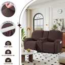 TAOCOCO Loveseat Recliner Cover with Middle Console, Stretch Loveseat Cover for 2 Seat Recliner Couch, Jacquard Reclining Sofa Covers Loveseat Slipcover Furniture Protector, Dark Coffee