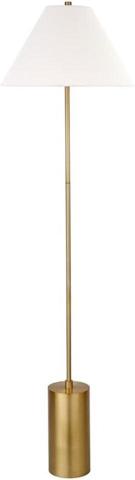 Somerset 64" Tall Floor Lamp with Fabric Shade in Brass/White