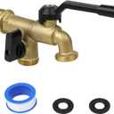 Outdoor Double Taps Water Faucet, Wall Mounted Garden Two 3/4 inch Brass Ball Valves Water Tap Splitter, Frost-Proof Outside Spigot Replacement with 2 Outlets for Home, Balcony, Hose Connector