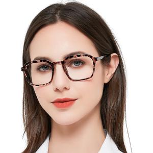 Large Reading Glasses Women Trendy Thick Square Readers 1.0 1.25 1.5 1.75 2.0 to 4.0 5.0 6.0 Spring Hinge (Slim Rim-leopard)