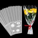 FOIMAS 100pcs Flower Bouquet Bag Plastic Wrapping Bags Clear Floral Bouquet Sleeve Cellophane Sleeves Flower Bouquet Packaging Bags for Flower Craft Birhtday Wedding Valentine's Day Mother's Day