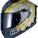 HAX Obsidian Full Face Dual Visor Adult Motorcycle Helmet for Motorbike Street Bike with Pinlock Ready DOT Approved Slayer Gold, L (Black)