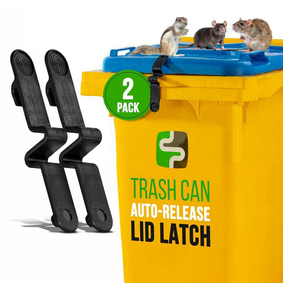 Push Clip Trash Can Locks for Animals, Easy to Install, Durable Trash Can Lock for Cart Lid Security, 28-96 Gallon Garbage Can Lock for Outdoor (Pack of 2)