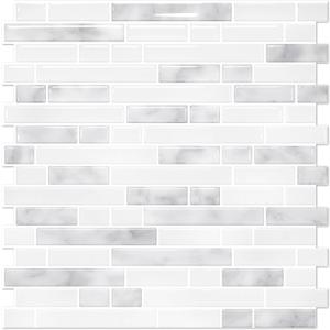 STICKGOO Peel and Stick Backsplash - 10 Sheets of 1212 - 3D Self Adhesive Peel and Stick Tile Backsplash for Kitchen & Bathroom (Marble Grey&White)