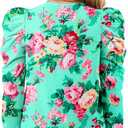 storeofbaby Girls Puff Long Sleeve Shirts Round Neck Tunic Tops Casual Blouses 5-14 Years (Green, XXL)