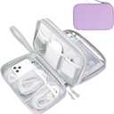 FYY Electronic Organizer, Large Travel Cable Organizer Bag Pouch Electronic Accessories Carry Case Portable Waterproof Double Layers All-in-One Storage Bag for Cable, Cord, Charger, Light Purple