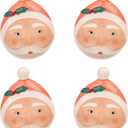 HGTV Home Collection, Ceramic Santa Plates, Set of 4 with Glossy Finish, Christmas Themed, Blush, 1in