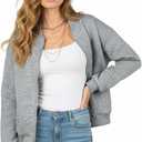 Women's Long Sleeve Jacket, Fashion Loose Fit Zip-Up Cardigan, Size: Small
