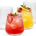 Goodluck 36 Pack 12oz Stemless Plastic Wine Glasses – Clear Ribbed Cups, Elegant Reusable Disposable Drinkware for Weddings, Parties, Bars, Indoor and Outdoor Events