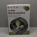 Over the Sink Expandable Dish Drainer Drying Rack In Stainless Steel for Small Kitchen, Counter Space Saving Modern Compact Metal Above Plate Dryer Strainer, Adjustable Hanging Inside Drain Holder