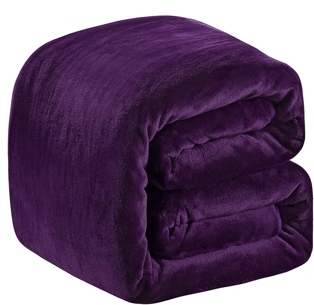 Polar Fleece Blankets King Size for The Bed Extra Soft Brush Fabric Super Warm Sofa Blanket 90" x 108"(Purple King)
