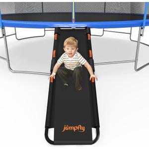 Jumpfly Trampoline Slide Ladder Universal Trampoline Ladder with Handles Strong Tear Resistant Fabric Trampoline Accessories for Kids Toddler Climb Up & Slide Down, Orange