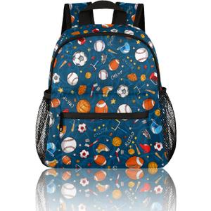 cfpolar Soccer Backpack for Boys, Waterproof 12 In Kids Toddler Backpack Sport Football Casual Daypack Kindergarten Preschool Bookbag Travel Bag Snack Bag with Chest Strap for Children Back to School