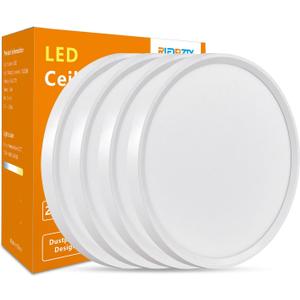 Led Flush Mount Ceiling Light,16 Inch 32w 3480lm,3000k/4000k/6000k 3CCT Selectable, Round Modern Flat Panel Super Slim Led Ceiling Light,for Living Dining Kitchen Bedroom Room (4Pack-White)