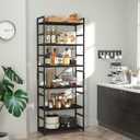 NUMENN 6 Tier Bookshelf, Tall Bookcase Shelf Storage Organizer, Modern Book Shelf for Bedroom, Living Room and Home Office, Black