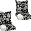 Arden Outdoor Foam Deep Seat Cushion Set (2-Pack), 24x24, Premium High-Density Foam, Never Flattens, Weather-Proof for Patio Chair Sofa Couch, Ashland Black Jacobean