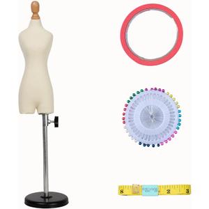 Female Dress Form MannequinNot Adult Full Size  Miniature Sewing Mini Trouser Dress Form Straightly Into Body Inside, Fully Pinnable Dressmaker Dummy (Split Leg Beige, 1/4)