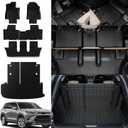 Rongtaod Floor Mats Compatible with 2024 2025 Toyota Grand Highlander Cargo Mat Cargo Liner Trunk Mat Back Seat Cover Protector Grand Highlander Accessories (Trunk Mat with Backrest Mat+Floor Mats) (Floor Mats Full Set(5pcs))