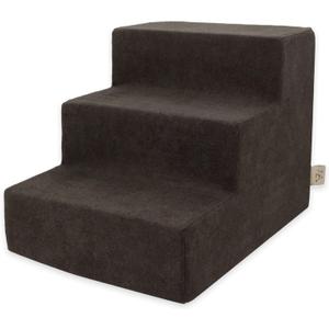Best Pet Supplies Dog Stairs & Steps - Foam Steps for Small Dogs & Cats, Non-Slip Indoor Balanced Pet Step Support, Dog Ramp, No Assembly, Dark Brown, 3-Step (13.5-inch Height)