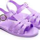 Toddler Sandals Jelly Shoes Girls Unisex Boy Flat Retro Slides Clear Kids Water Slippers Slingback Summer Beach Size 8 Adjustable Buckle Glitter Dress Soft (Purple)