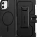 FNTCASE for iPhone 12 Magnet Case: Magnetic Dual Layer Protective Cell Phone Cover with Belt-Clip Holster | Military Grade Drop Proof Protection Durable Non Slip Textured Back Phonecase (Black)