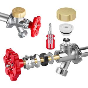 Outdoor Faucet Repair Kit, ASSE 1019-A Vacuum Breaker Outside Faucet Repair Kit, Vacuum Breaker and Handle Replacement Kit for Anti-Siphon Frost-Free Sillcock Valves, Wall Hydrant Complete Service Kit