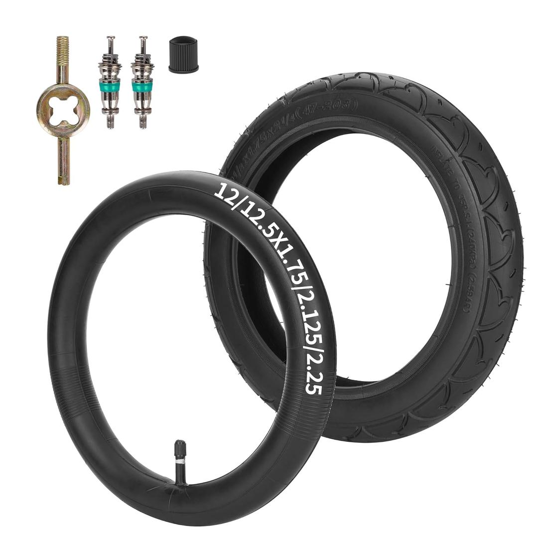 RUTU 1 Set Front 12 1/2 x 2 1/4 Tire (47-203) and Inner Tube for Kid Bicycle BoB Revolution SE/Pro/Flex and Duallie,Compatible with 3-Wheeler BOB Gear Jogging Troller Models