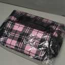 Pink Black Tartan Plaid Valentines Lunch Bag Insulated Cooler Bag Tote Reusable Lunch Box for Women Men Adult Adjustable Shoulder Strap Leakproof for Work Picnic