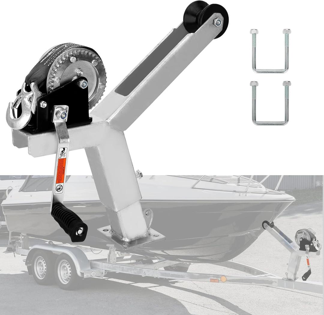 Boat Trailer Winch Stand with Trailer Roller, Trailer Winch Stand Fit 3" W X 4" H Boat Trailer Tongue Stands, Adjustable Trailer Winchs Holder with Roller Boat Trailer Winchs 1200lbs Hand