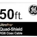 GE RG6 Coaxial Cable, 15 ft. F-Type Connectors, Quad Shielded Coax Cable, 3 GHz Digital, In-Wall Rated, Ideal for TV Antenna, DVR, VCR, Satellite, Cable Box, Home Theater, Black, 33532