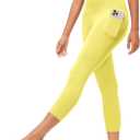 FULLSOFT Buttery Soft Leggings for Women - High Waisted Tummy Control No See Through Workout Yoga Cycling Tights Pants (Small-Medium, Z-lemon Yellow With Pockets(capri))