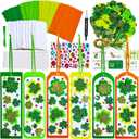 Winlyn 24 Sets St. Patrick's Day Decorations DIY 3D Shamrock Bookmark Craft Kits Blank Foam Bookmarks Lucky Shamrock Four Leaf Clover Stickers for Kids Reading Gifts Classroom Activities Art Projects