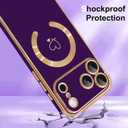 OOK Magnetic Phone Case iPhone 17 Pro Max 6.9 Inch [Compatible with MagSafe] Soft TPU Heart Phone Cover with Screen Protector Shockproof Protection Slim Case with Strap Lanyard for Women - Purple