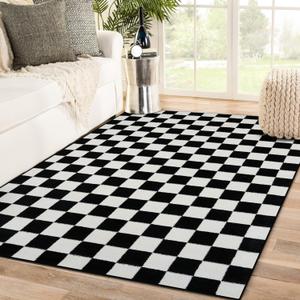 LUXE WEAVERS Checkered Black and White Geometric 5x7 Area Rug (5 ft x 7 ft)